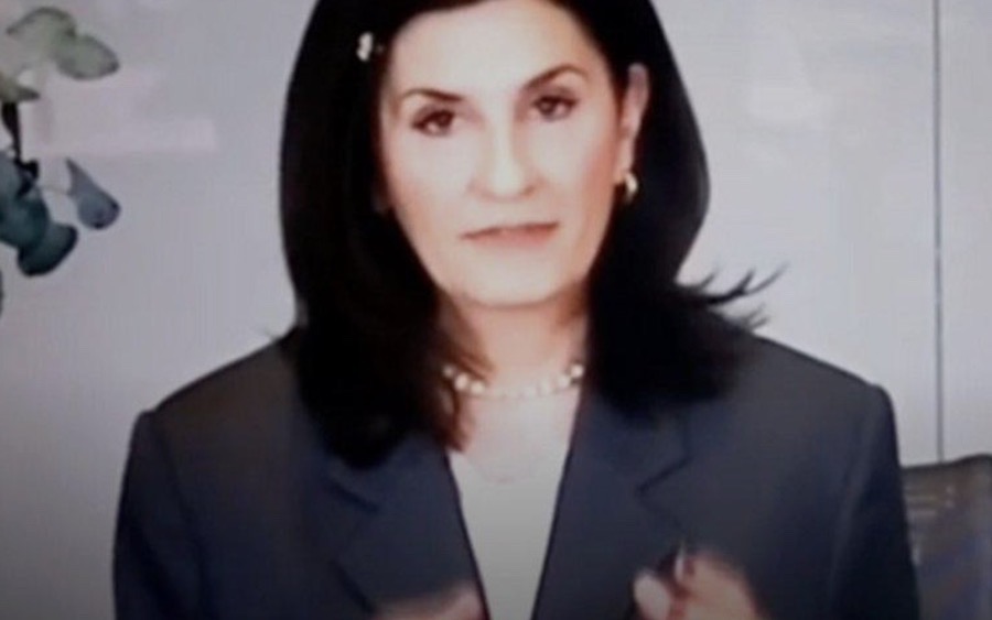 A Cisco executive speaking during a company-wide video call