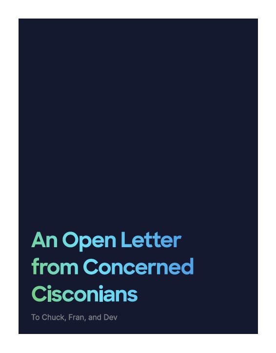 Open Letter From Concerned Cisconians - Click to view PDF